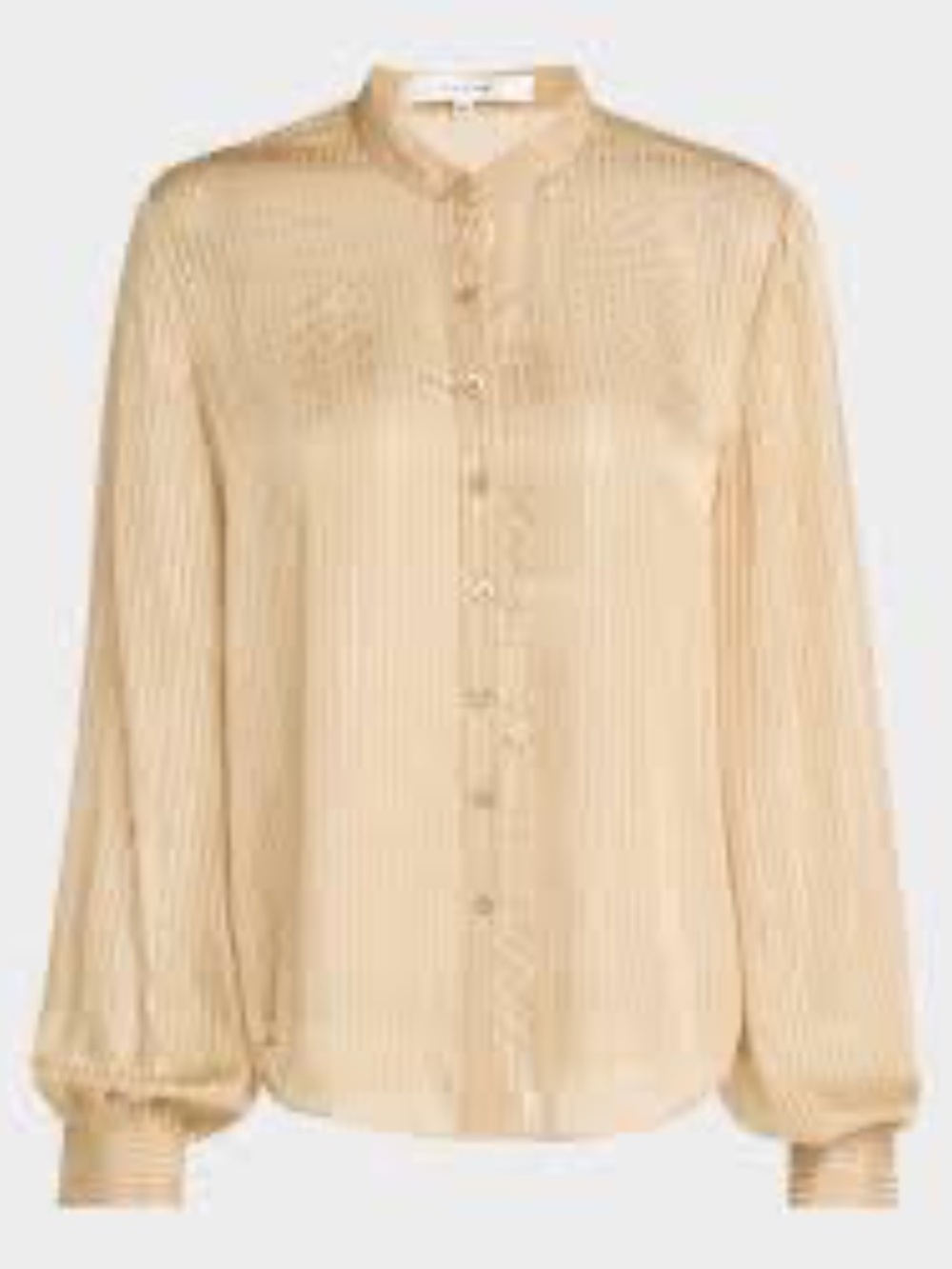 Frame Stripe Button-Front Blouse Champagne and Silver Stripe Size M Silk